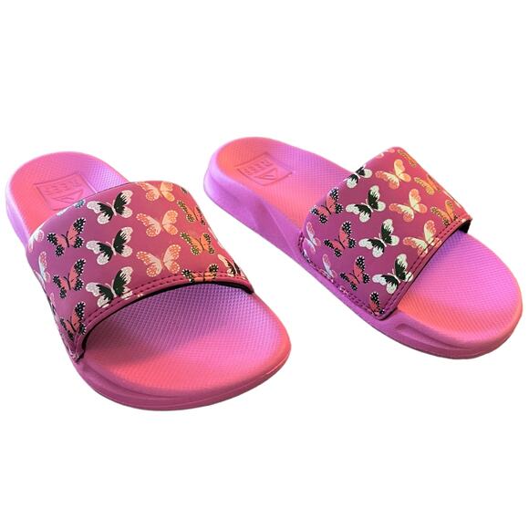 Reef Kids Orchid Butterfly Pink Sandal Slides Size 1 - Picture 1 of 7